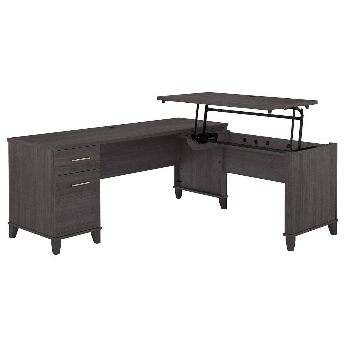 72W Storm Gray Sit to Stand L Shaped Desk Y962083