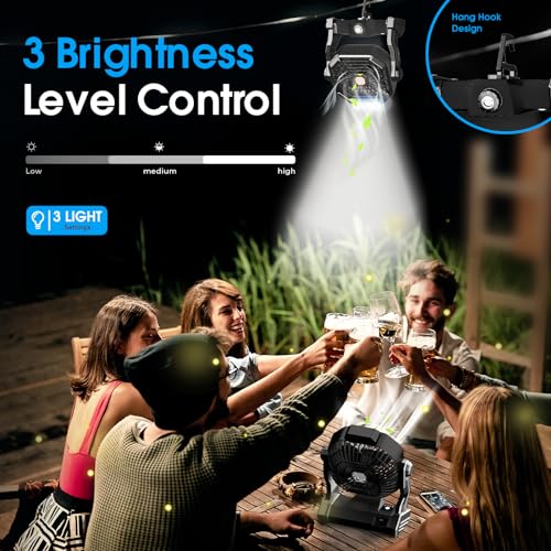 9 Inch Rechargeable Battery Powered Camping Fan with LED Lantern C30737