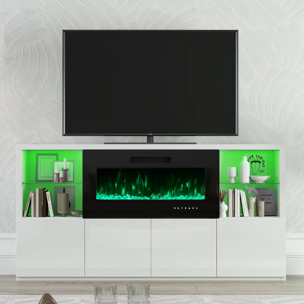 White Electric Fireplace TV Stand up to 75" H433