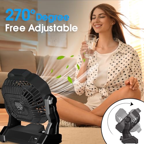 9 Inch Rechargeable Battery Powered Camping Fan with LED Lantern C30737