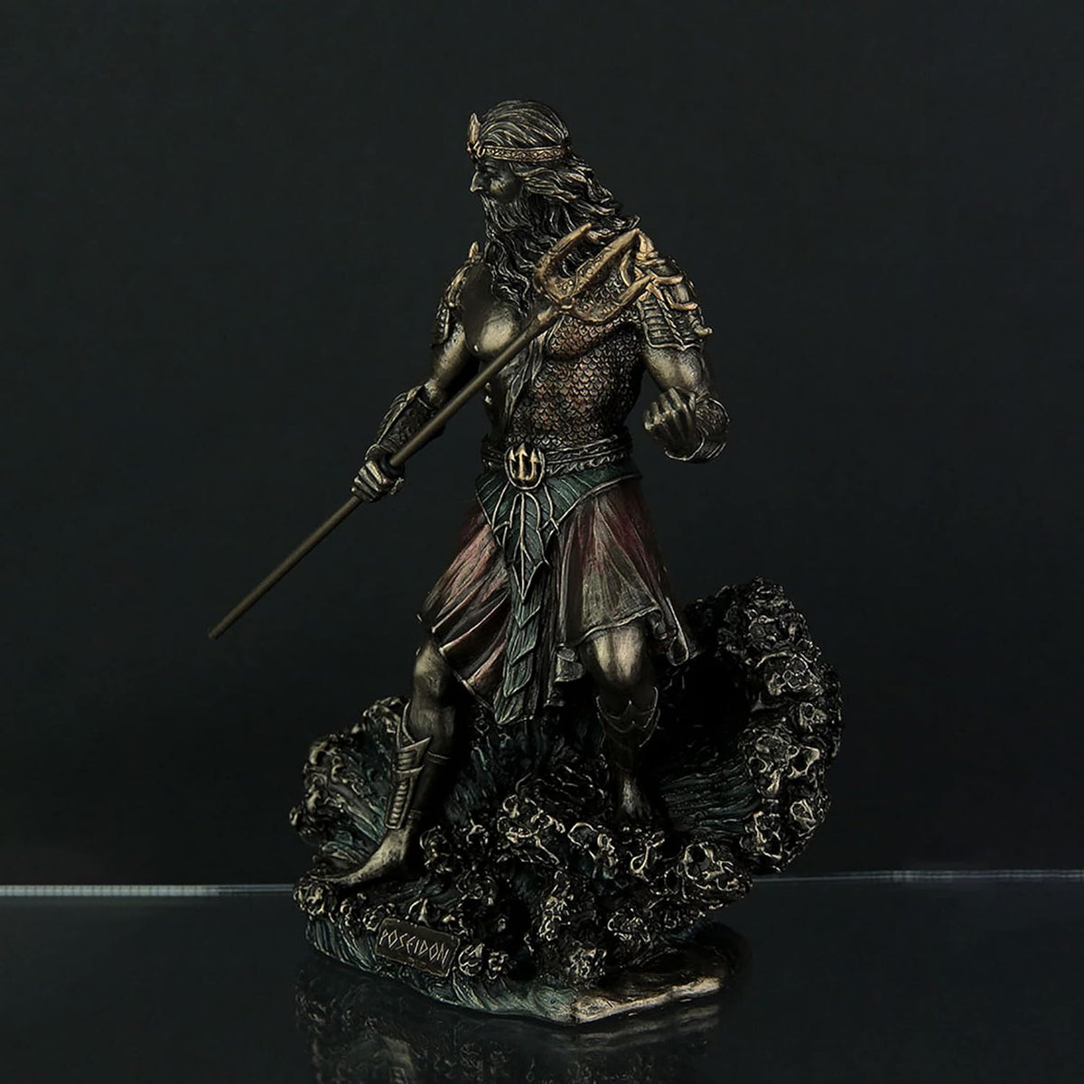 8 Tall Poseidon Statue Cold Cast Resin Antique Bronze Finish Sculpture B6952