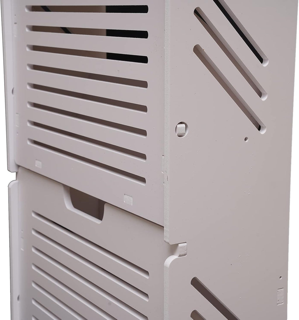 White 2 Tier Narrow Shoe Cabinet P786
