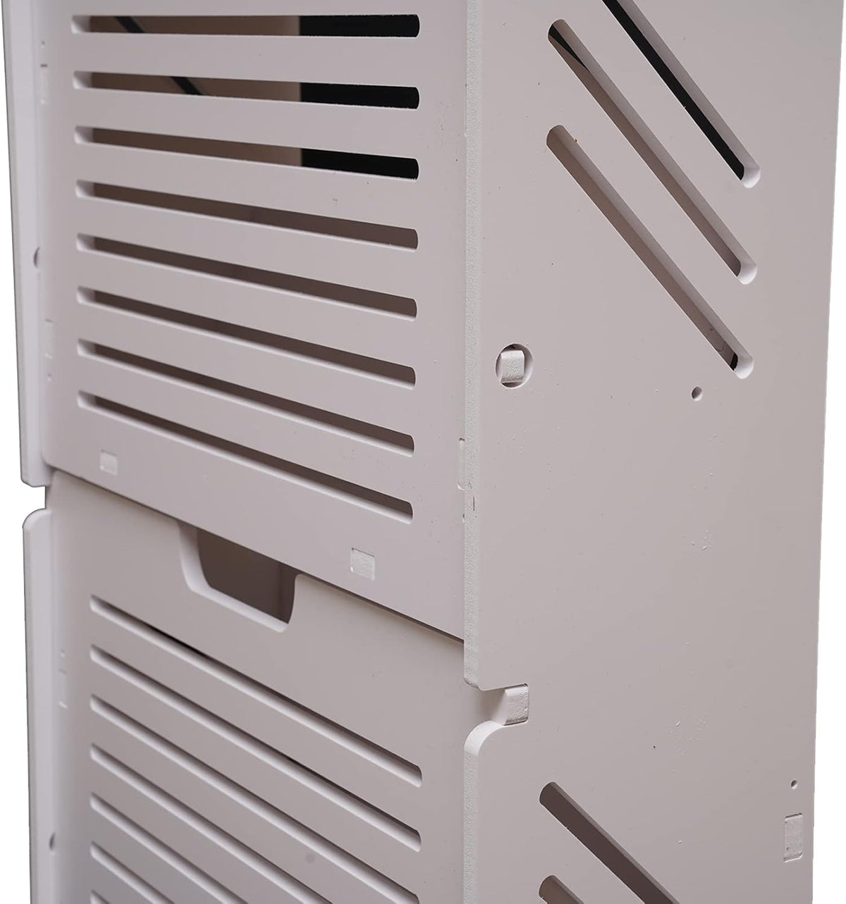 White 2 Tier Narrow Shoe Cabinet P786