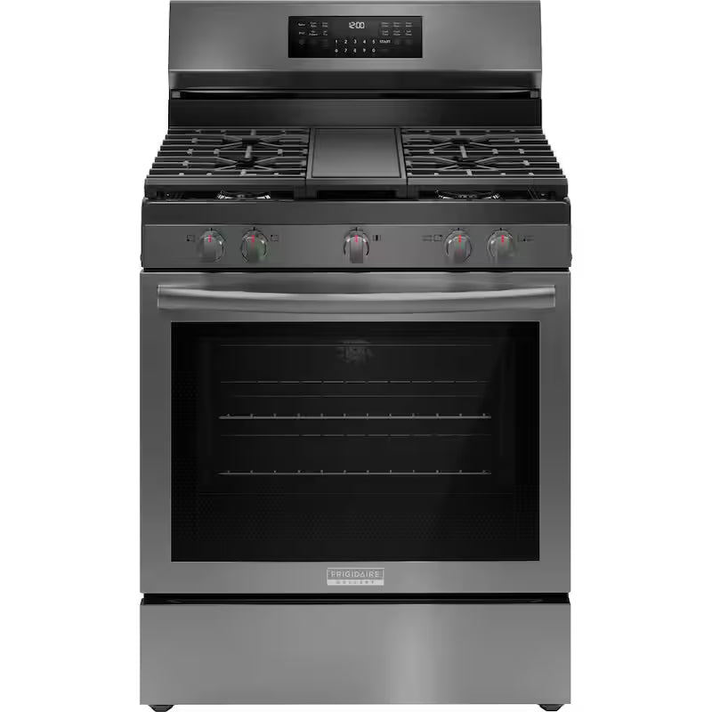 30 in. 5 Burner Freestanding Gas Range in Black Stainless Steel with True Convection and Air Fry U4558