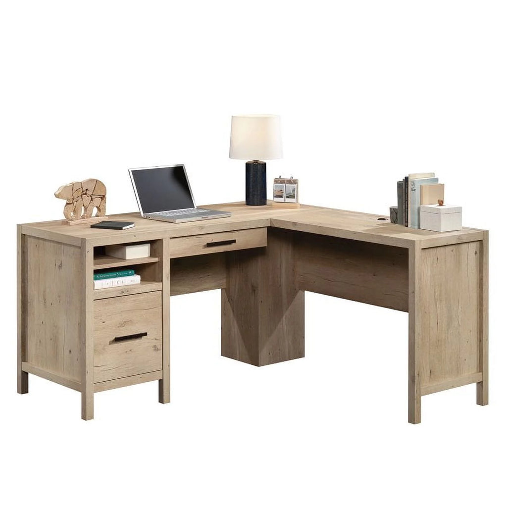 L-Shaped Engineered Wood Home Office Desk in Prime Oak C279