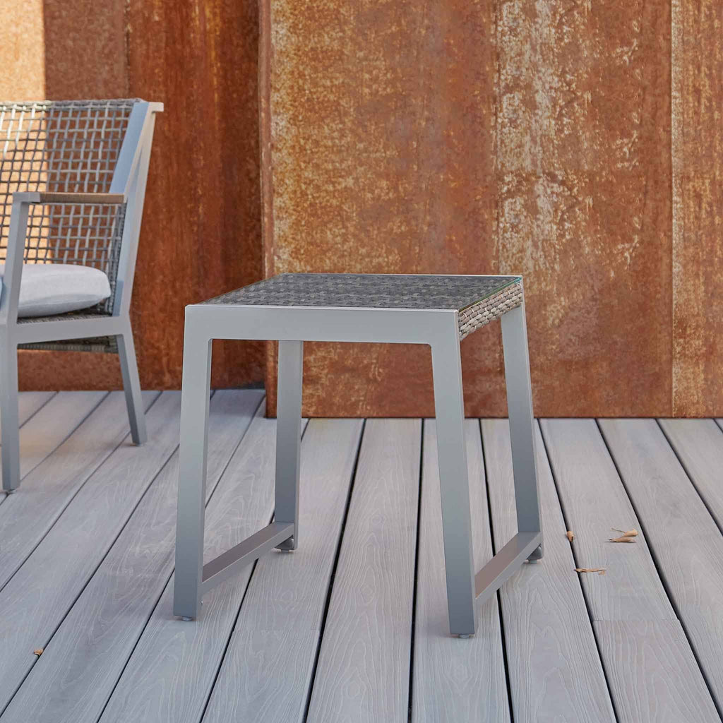 Gray Aluminum Patio End Table, 2 count O591757
