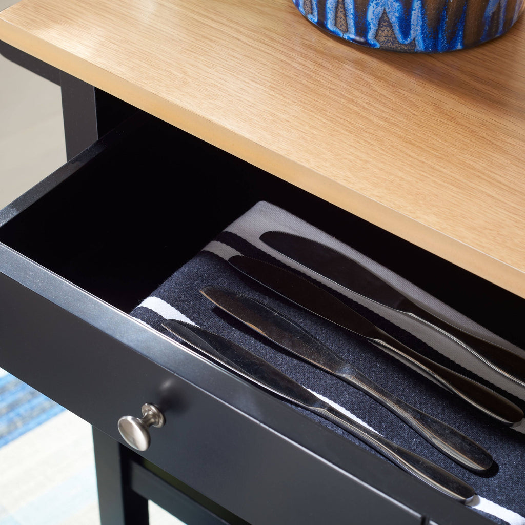 Black 2 Drawer 3 Shelf Kitchen Cart W40437