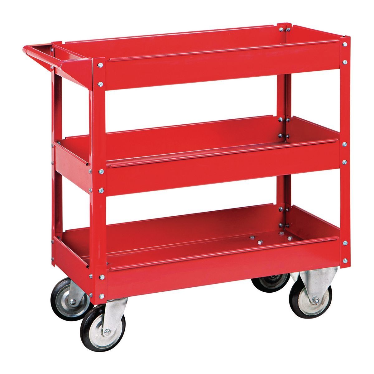 30 in. x 16 in. 3-Shelf Steel Service Cart, Red J898537