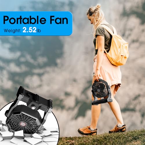 9 Inch Rechargeable Battery Powered Camping Fan with LED Lantern C30737