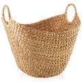 Large Woven Water Hyacinth Laundry Basket with Handles H51956