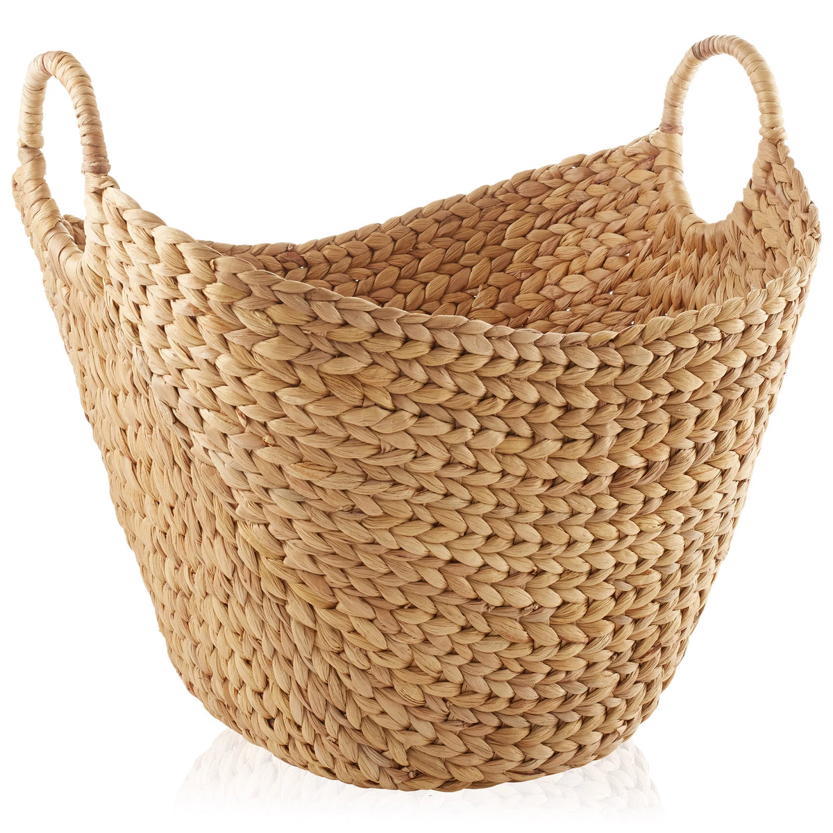 Large Woven Water Hyacinth Laundry Basket with Handles H51956