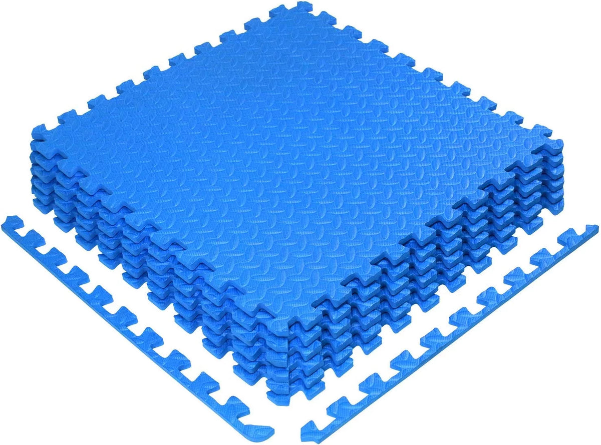 6 pcs Interlocking Exercise Foam Mats 3/8 inch Black V30798
