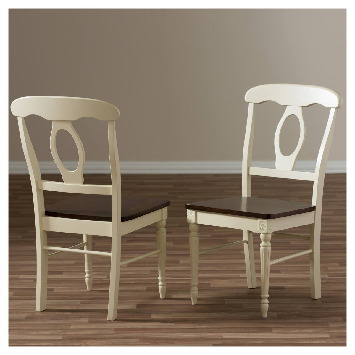 French Country Cherry Brown Wood Dining Chair (Set of 2) M621