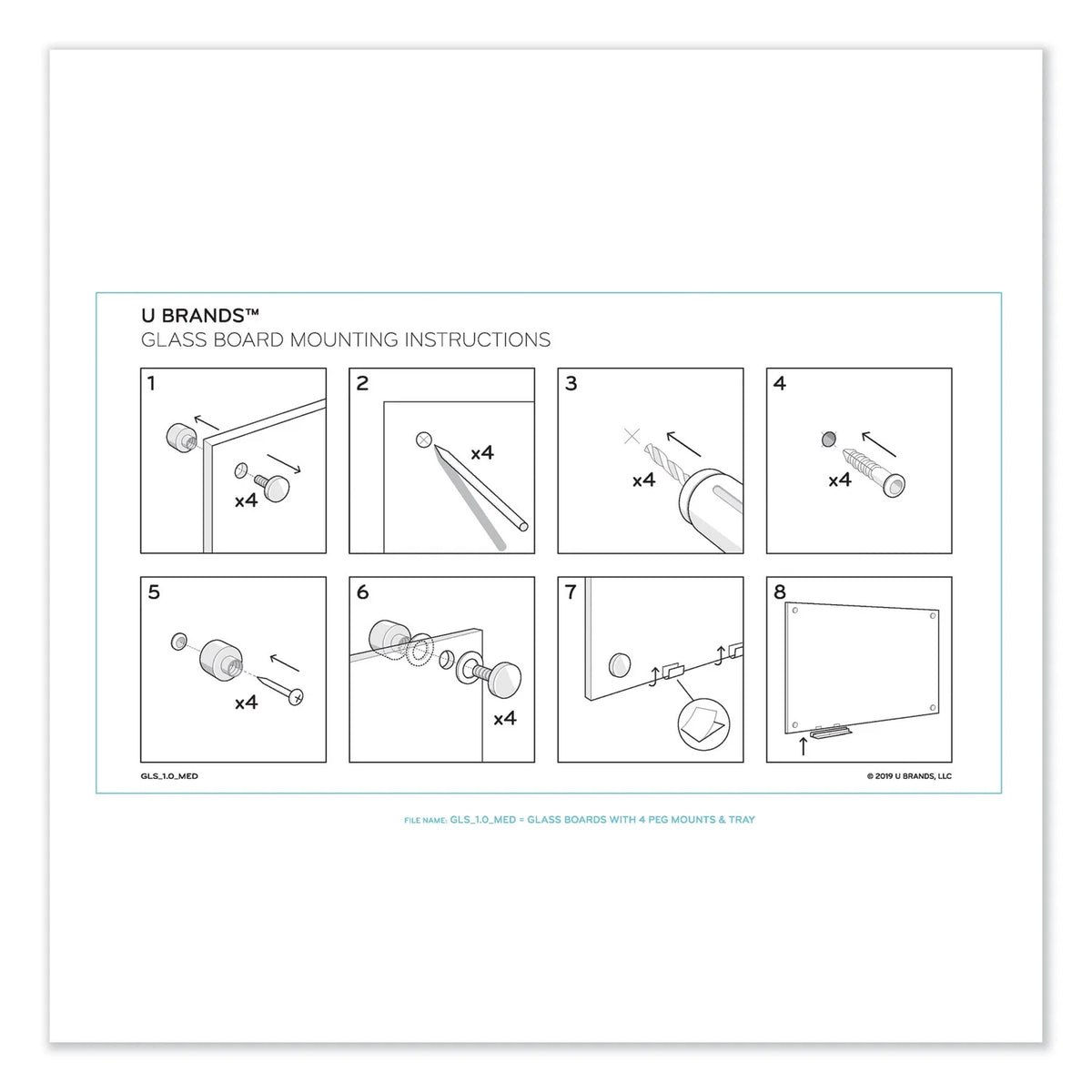 Magnetic Glass Dry Erase Board 48 x 36 White P724