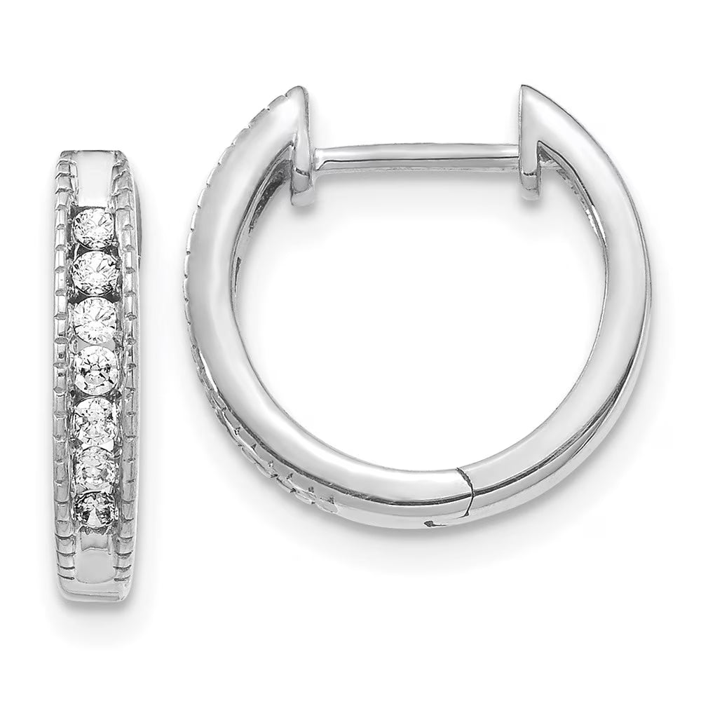 14kt White Gold Diamond Hinged Hoop Earrings X8599