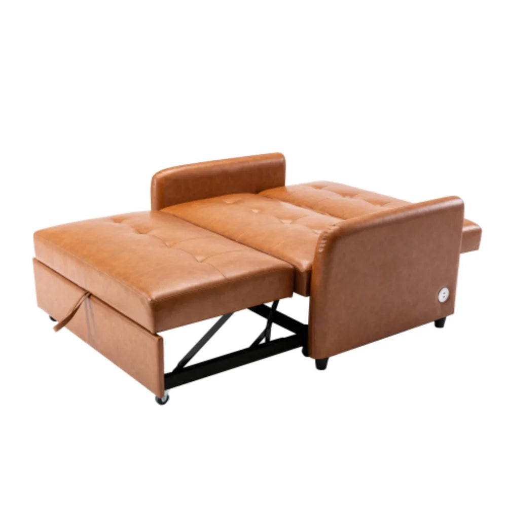 51" Convertible Sleeper Bed, Adjustable Oversized Armchair with Dual USB Ports T5198