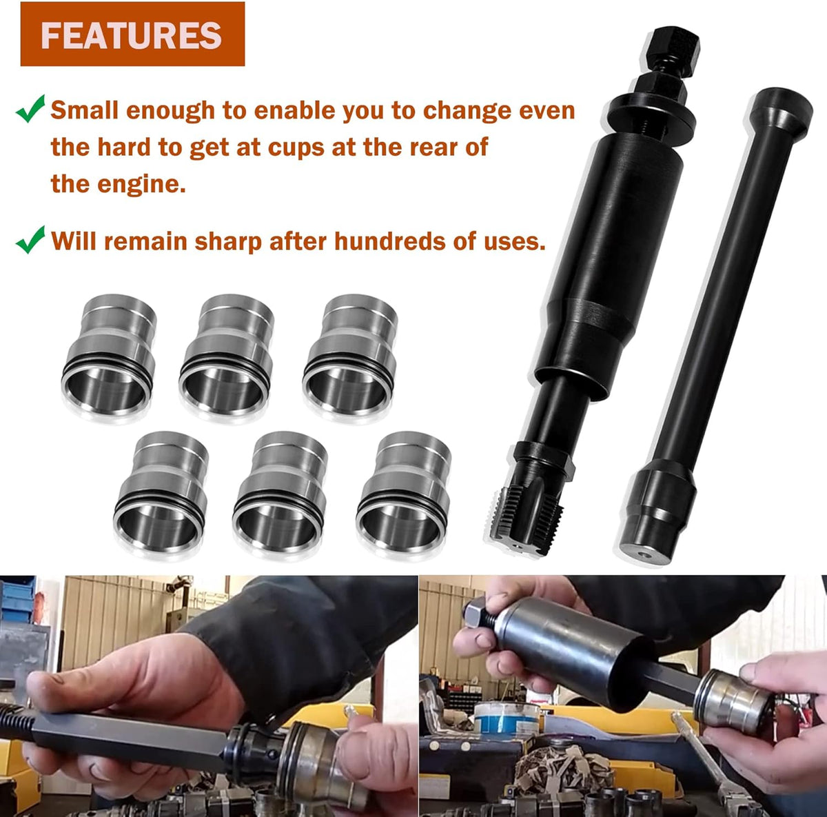 Injector Sleeve Cup Removal Installation Tool with Parts Kit for CAT 3126 C7 C9 HUEI Injectors S63068