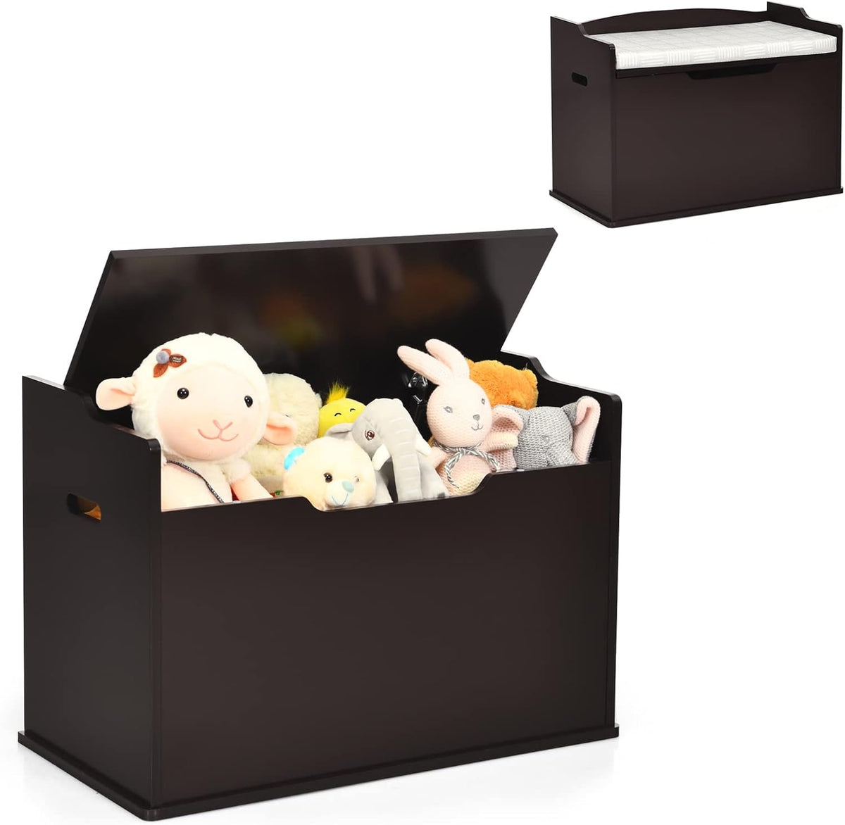 Espresso Wooden Toy Chest with Bench Seat M913327