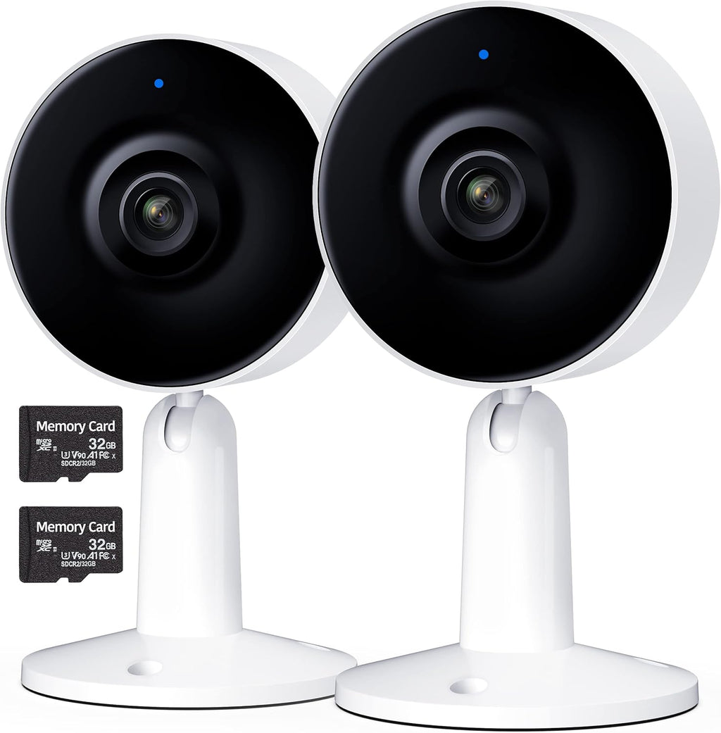 Indoor Home Security Camera 2-Pack, 1080P Full HD, Night Vision, Two Way Audio V39113