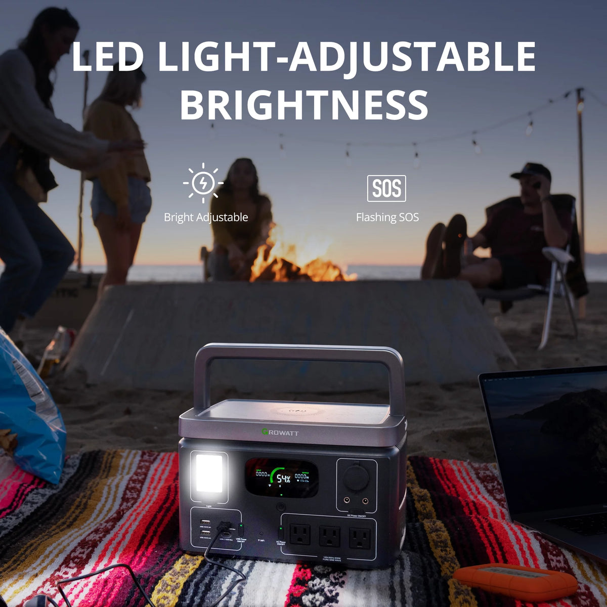 Portable Power Station 538Wh LiFePO4 600W AC Output Y97335