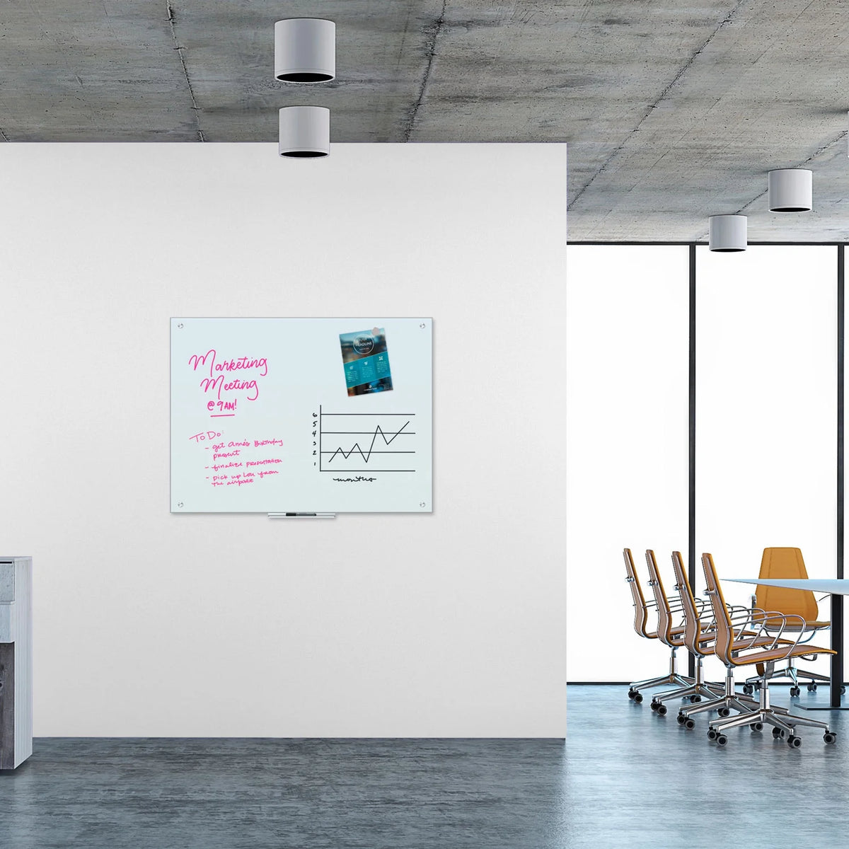 Magnetic Glass Dry Erase Board 48 x 36 White P724